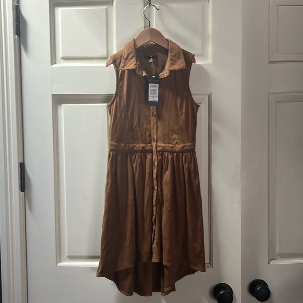 Ella Moss Button Up Faux Suede Dress 12